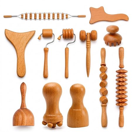 Set Maderoterapia 12 Piezas Gadnic De Madera Facial Corporal Completo