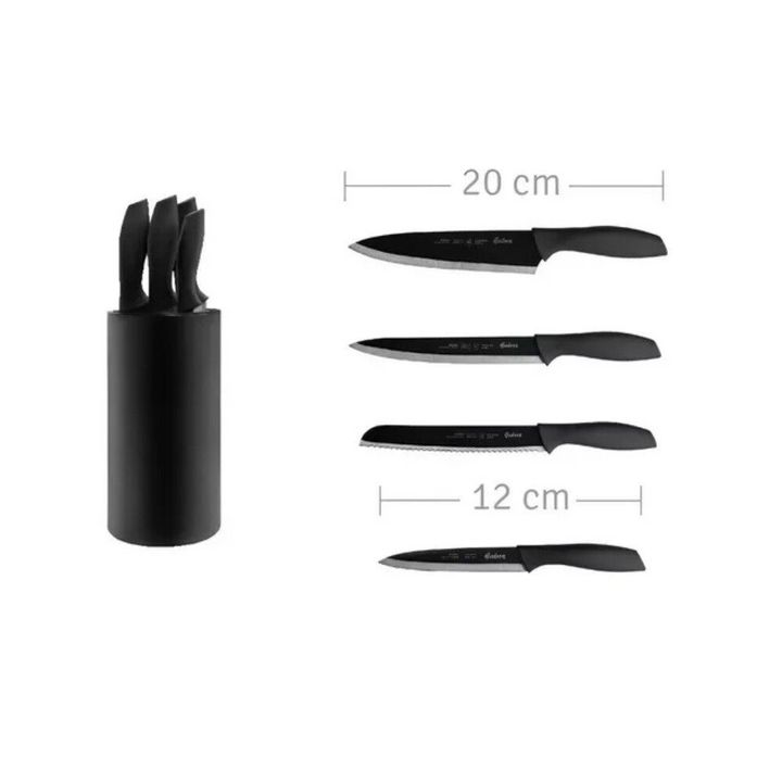 Set Cuchillos Acero Inoxidable Basic x4 Holder Negro Hudson - Vista 4