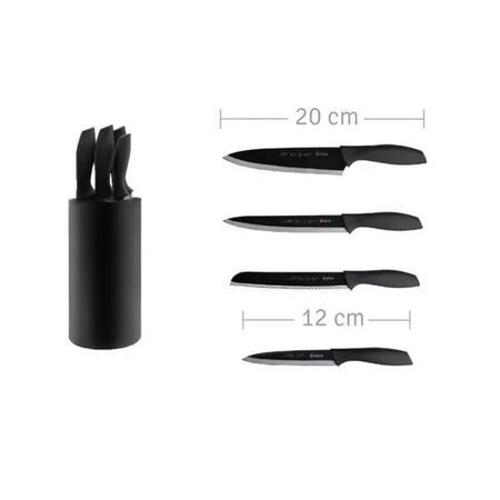 Set Cuchillos Acero Inoxidable Basic x4 Holder Negro Hudson