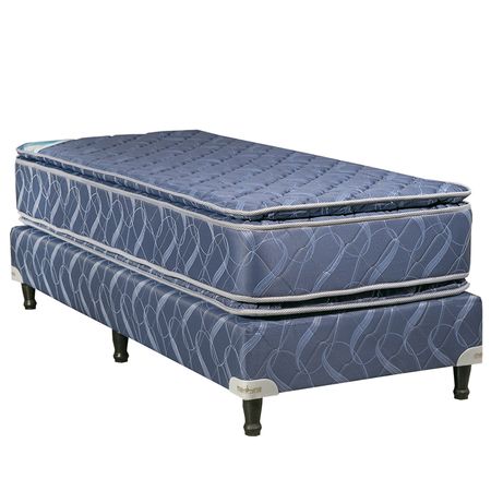 Conjunto Sommier y Colchon de Resorte Bonell Maxiking Espejo de Luna 1 Plaza 80x190x30cm Doble Marco Perimetral y Estabilizadores de Acero Con Doble Pillow de Jackard Belga
