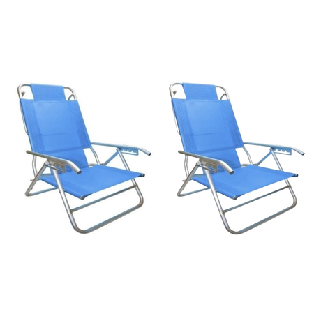 Set De 2 Reposeras Silla Aluminio Descansar 5 Pos. Coversol