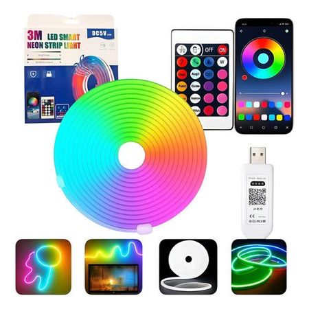 Kit Manguera Luces Neon Led Rgb 3m Flexible Usb + App