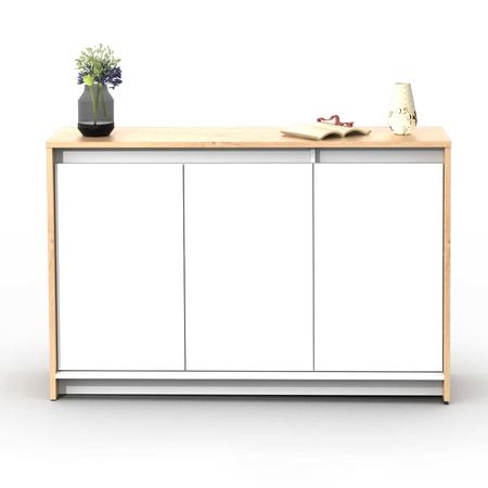 Bahiut Vajillero Aparador Modular 3 Puertas con Estante 130 CM Linea Niza Blanco y Roble Kendal