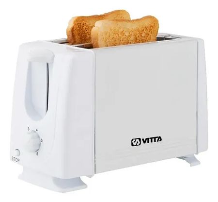 Tostadoras Electricas 2 Panes Vitta 6 Niveles 800w Blanca Blanco