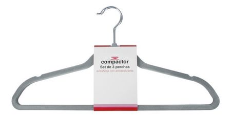 Set X 60 Perchas Terciopelo Ultralivianas Gris