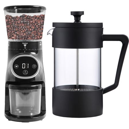 KIT Molinillo De Cafe Profesional CG165 + Cafetera Manual Francesa Gadnic 