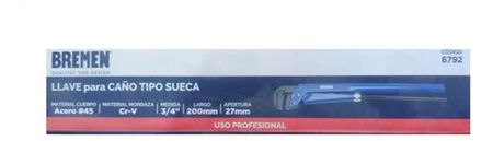 Llave de Caño Bremen Sueca 3/4 Pulgada Largo 200mm