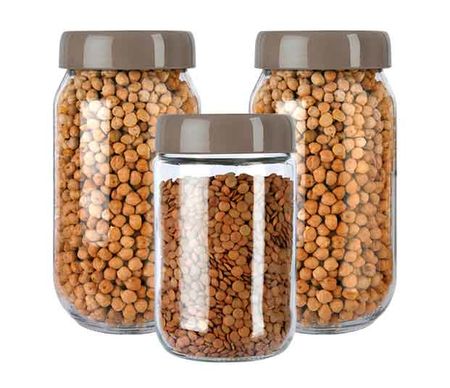 Set x 3 Frascos Carameleros Vidrio Contenedor Aston Tapa Plastica