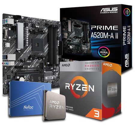 Combo Actualización Asus A-520m-a Ii Amd Ryzen 3 Ssd 960gb - Negro