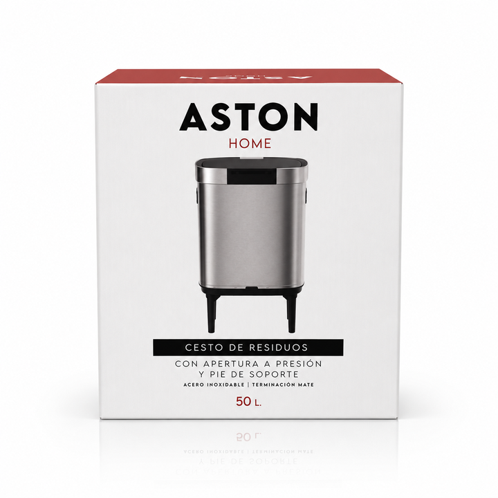 Cesto Tacho Basura Presión 50 Lts con Pie Acero Inoxidable Mate ASTON - Vista 4