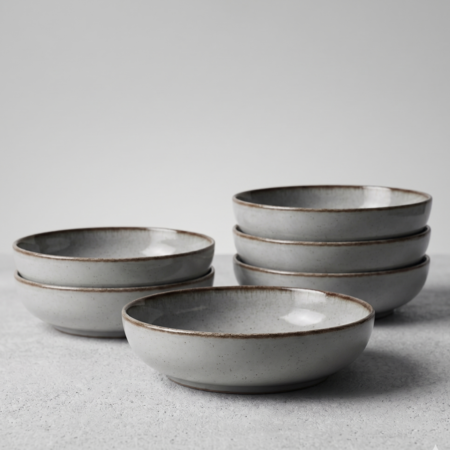 Set x6 Ensaladeras Bowl Recipiente Porcelana Artesanal Filo Envejecido 19 Cm