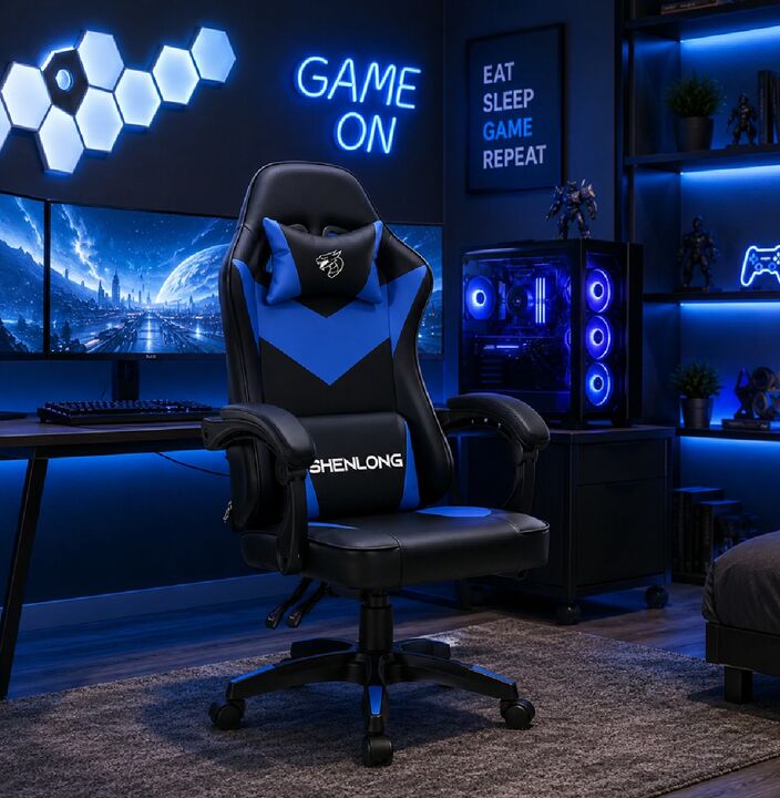 SILLA GAMER SHENLONG SH-GC135 NEGRA Y AZUL - Vista 6