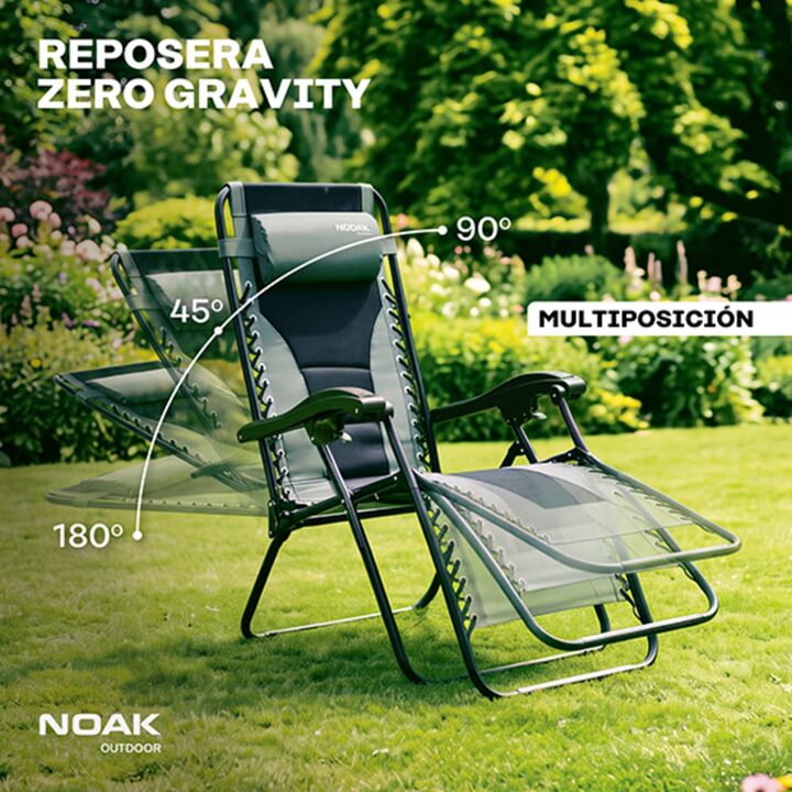 Set x2 Reposeras Plegables NOAK Zero Gravity Acero Acolchada - Vista 4
