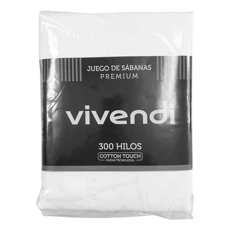 Juego Sabanas Twin Vivendi Premium 300 Hilos Blancas Color Blanco Diseno de la tela Liso