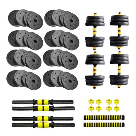 Kit Mancuernas Y Barra 60 Kg Force by Gadnic Discos PVC Alta Resistencia Con Rosca