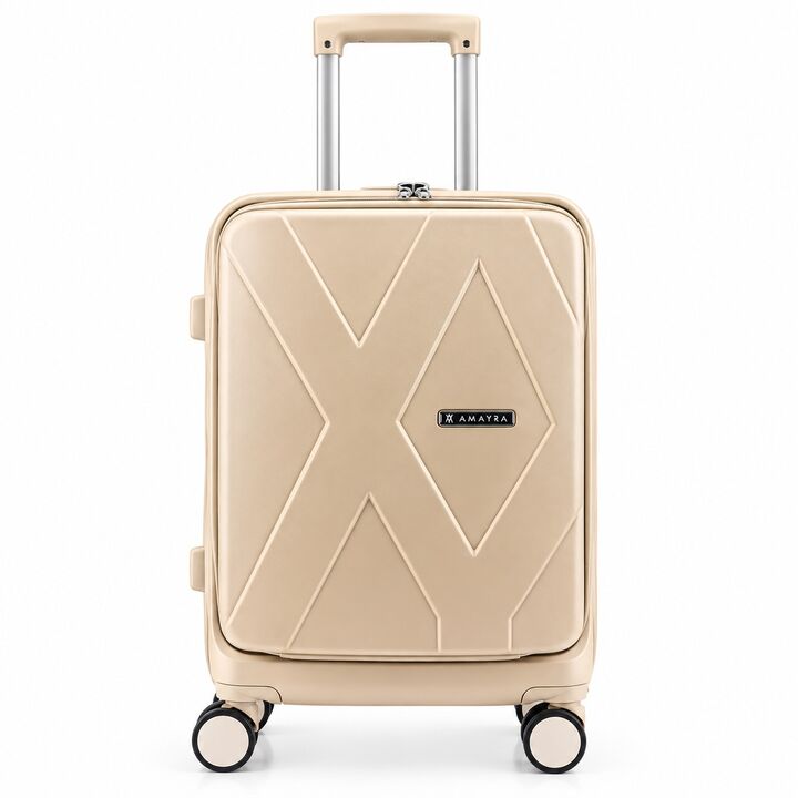 Valija Carry On Amayra Portanotebook Champagne 4 Ruedas 360° Candado Combinación - Vista 4