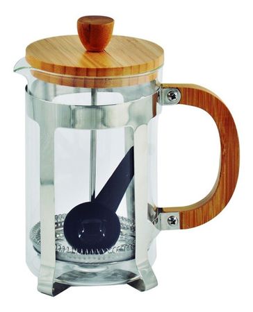 Cafetera Prensa Francesa A Embolo Vidrio Y Bambu 600ml