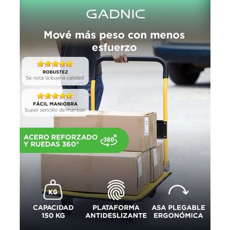 Carro Plegable Con Plataforma Gadnic Acero Reforzado Ruedas Giratorias Carga Pesada