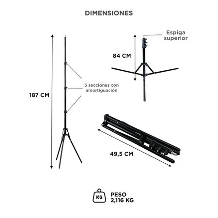 Tripode Gadnic FOTO0010 Para Iluminadores 1.87 Mts
