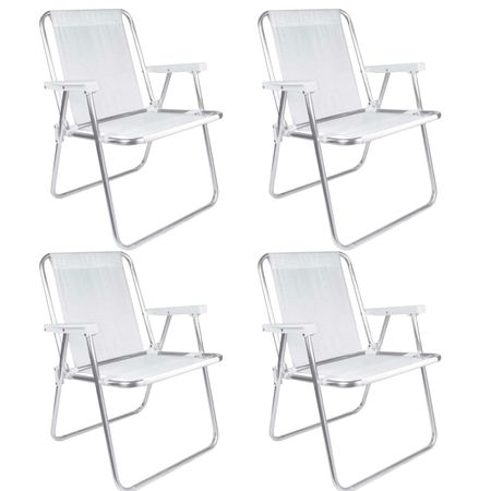 Combo x4 Silla Alta Aluminio Mor Sannet Playa Camping 110 Kg