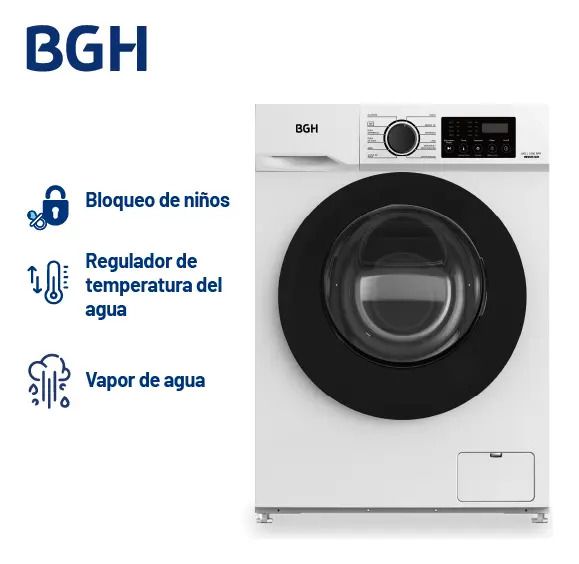 Lavarropas Bgh Inverter Carga Frontal 6kg Bwfe06w24ar Color Blanco - Vista 2
