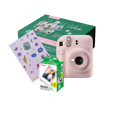 Combo Amor. Camara Instax Mini 12 con20 Fotos y Stickers para regalar