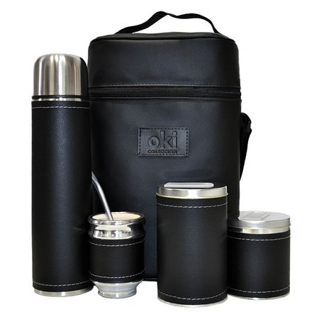 Equipo de mate ecocuero Negro