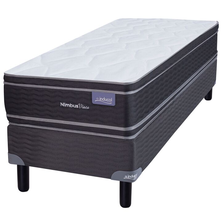 Colchon y Sommier Inducol Nimbus Visco 1 Plaza 80x190x26 Espuma de Alta Densidad Doble Pillow Viscoelastico - Vista 2