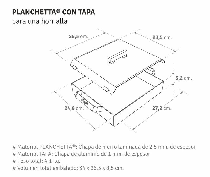 La Planchetta - Planchetta de 1 Hornalla con Tapa - Vista 6