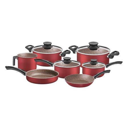 Batería De Cocina Tramontina París Texture 7 Piezas Bordó 28599-702