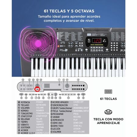 Teclado Musical Gadnic Órgano 61 Teclas