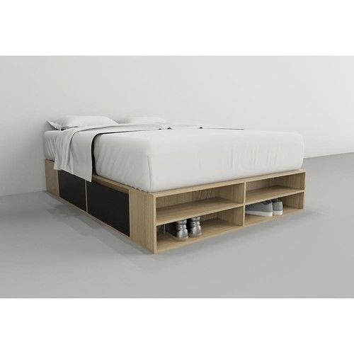 Box de Cama DS Home 1,40 m 4 Cajones Estantes Olmo Negro 195x33x142 cm - Vista 3
