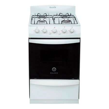 Cocina Escorial Palace Cristal A Gas Natural 4 Hornallas Blanca 220v Puerta Con Visor 50l