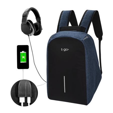 Mochila T-GO Antirrobo Urbana Smart porta notebook 15.6" Color Azul
