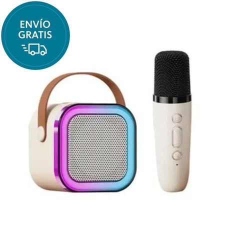 Parlante Karaoke Portátil K12 Con Micrófono Inalámbrico Bt Color Beige
