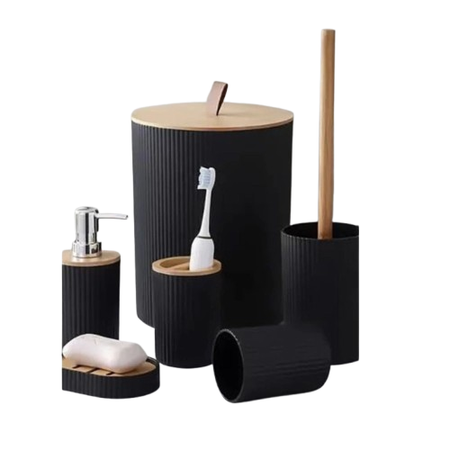 Set de Bano con Accesorios 6 Pzas Negro