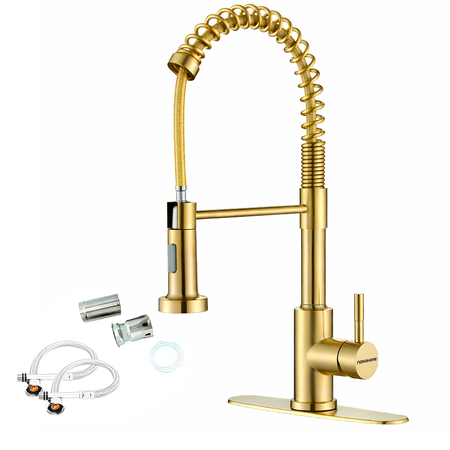 Grifería Cocina 2 En 1 Monocomando Novohome Flexible Dorado